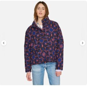 Xirena Caden Wool Blend Fleece Jacket Cozy Geometric Print Snap-T pullover XS